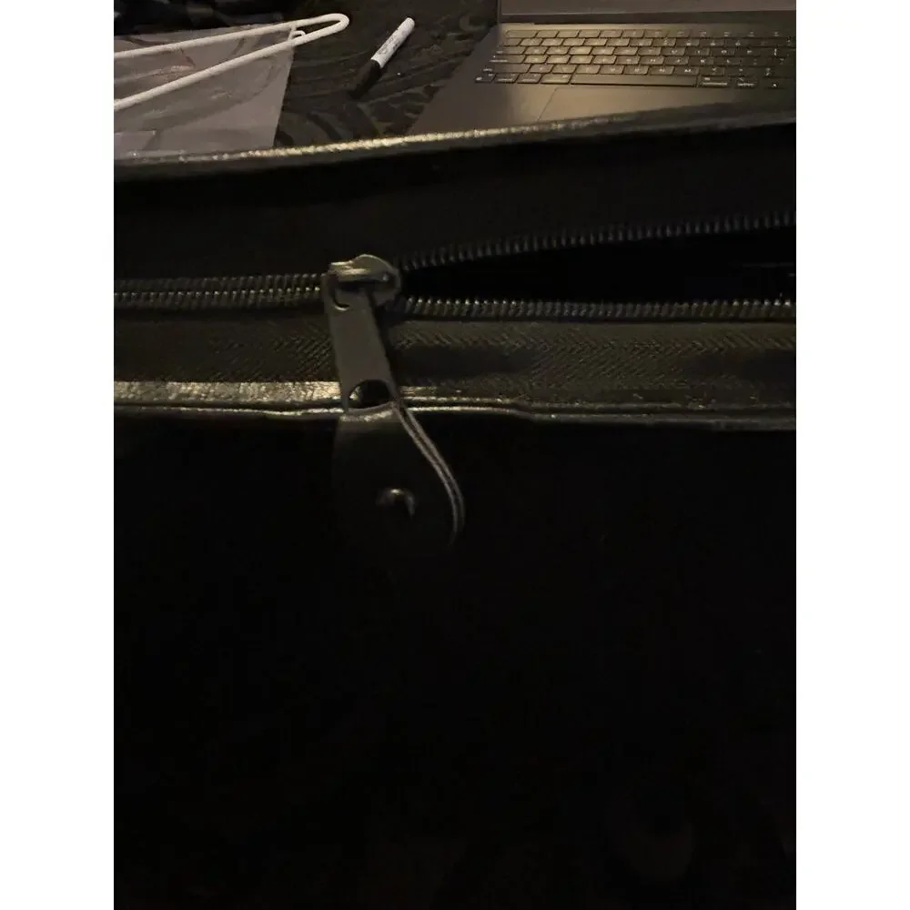 UKC Black Leather Zip Portfolio Binder Organizer Calculator Padfolio
